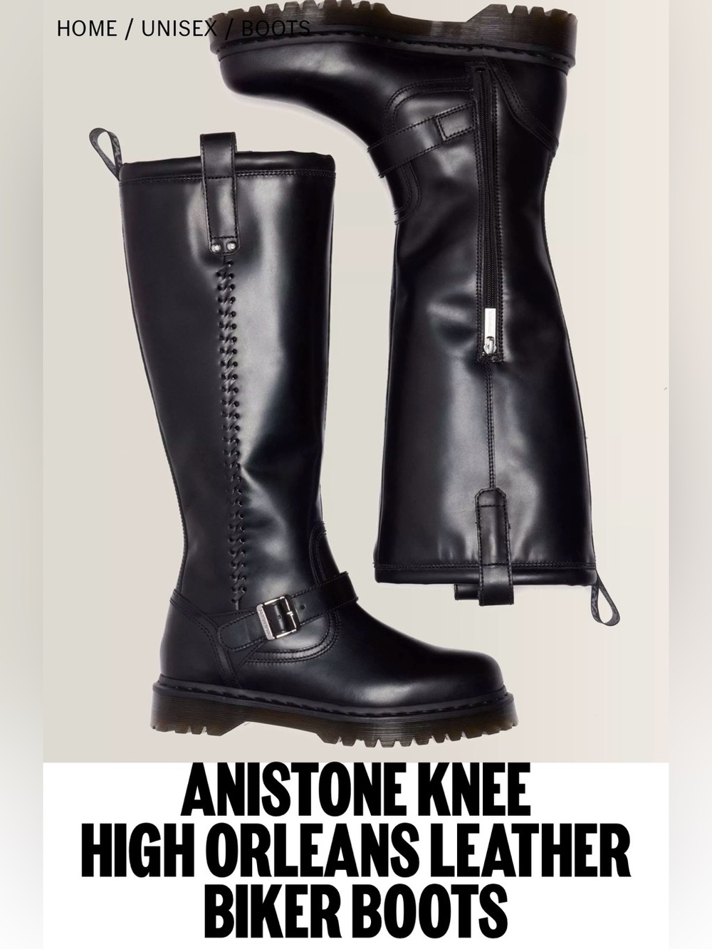 Dr .Martens ANISTONE KNEE
HIGH ORLEANS LEATHER BIKER BOOTS